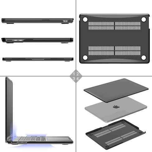 حافظة قهوة لجهاز ماك بوك اير 13.6 بوصة إصدار 2022 شريحة A2681 M2 مع شاشة عرض شبكية العين السائلة ومعرف اللمس، غطاء حماية من البلاستيك الصلب (أسود كريستالي) in Kuwait