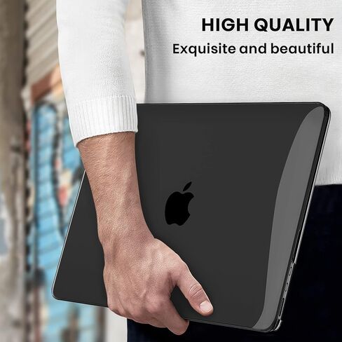 حافظة قهوة لجهاز ماك بوك اير 13.6 بوصة إصدار 2022 شريحة A2681 M2 مع شاشة عرض شبكية العين السائلة ومعرف اللمس، غطاء حماية من البلاستيك الصلب (أسود كريستالي) in Kuwait