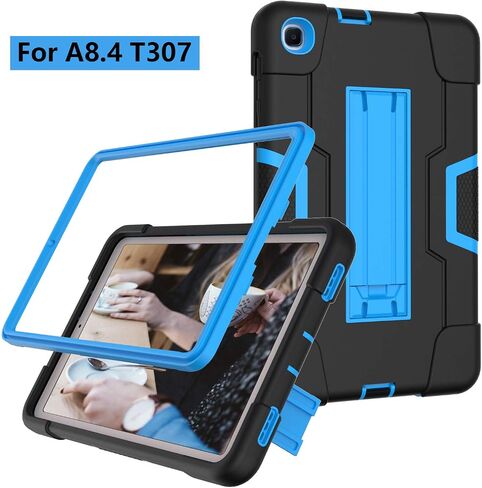 case for Samsung Galaxy Tab A 8.4 2020 Case, Heavy Duty Hard PC Soft Silicone Shockproof Kickstand Rugged High Impact Protective Case for Galaxy Tab A 8.4 Inch 2020 SM-T307, Black in Saudi Arabia