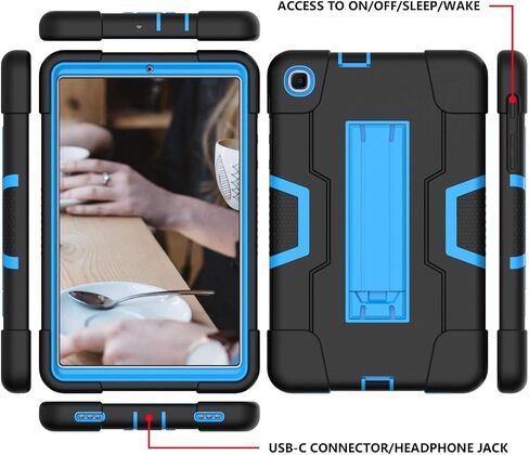 case for Samsung Galaxy Tab A 8.4 2020 Case, Heavy Duty Hard PC Soft Silicone Shockproof Kickstand Rugged High Impact Protective Case for Galaxy Tab A 8.4 Inch 2020 SM-T307, Black in Saudi Arabia