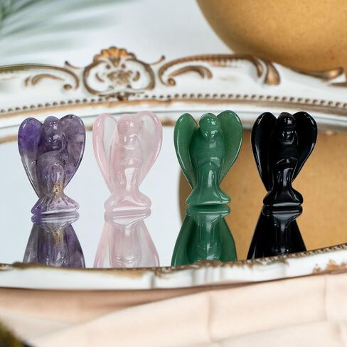 Crystal Guardian Angel Pocket Statues for Home Decor Figurines Statue Reiki Gifts Praying Desk Room Office Sculptures 1.5" in Saudi Arabia