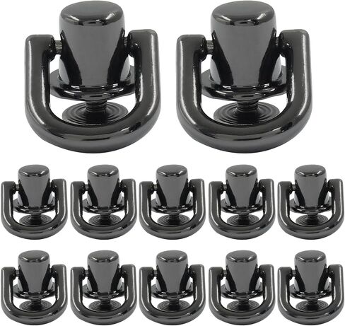 Piutouyar 12 Pcs Bright Black D Ring for Purse, Metal D Ring Stud Screw Ball Post Head Buttons Stud Screw, 360 Degree Rotatable D Rings Rivets for Wallet Shoes Stud Leather DIY Craft in Saudi Arabia