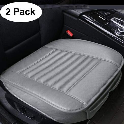 WJSKDQ 2PCS Car Seat Cushion Cover Pad，Front Seat Protector with PU Bottom Car Seat Covers Black in Saudi Arabia