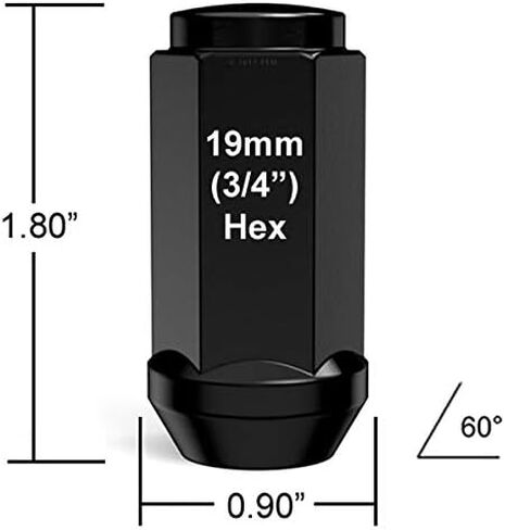 32 قطعة من صواميل العروة المنتفخة السوداء - خيوط 14 × 2 (خشنة) - مقعد مخروطي مخروطي من البلوط بنهاية مغلقة طويلة ممتدة - طول 1.8 بوصة - يتم تركيبها بمقبس سداسي 19 مم أو 3/4 بوصة - تعمل مع عجلات شاحنات 8Lug in Kuwait