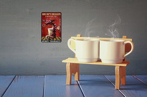 Dragon Wall Decor Tin Sign and Coffee Wall Decor Tin Sign - Grumpy Dragon Coffee co. Serve Yourse - Kitchen Metal Sign Vintage Bar Home Bathroom Wall Decoration Sign Art 8x12 Inch in Saudi Arabia