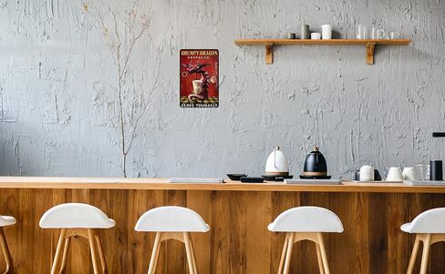 Dragon Wall Decor Tin Sign and Coffee Wall Decor Tin Sign - Grumpy Dragon Coffee co. Serve Yourse - Kitchen Metal Sign Vintage Bar Home Bathroom Wall Decoration Sign Art 8x12 Inch in Saudi Arabia