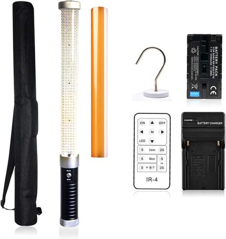 مصباح أنبوبي سحري من Mcoplus، طقم عصا إضاءة، عصا إضاءة فيديو LED محمولة (جهاز تحكم عن بعد + بطارية واحدة + شاحن + محول طاقة)، ​​سفر محمول للتصوير الفوتوغرافي، 10 مستويات سطوع، درجة حرارة لون قابلة للتعديل in Kuwait