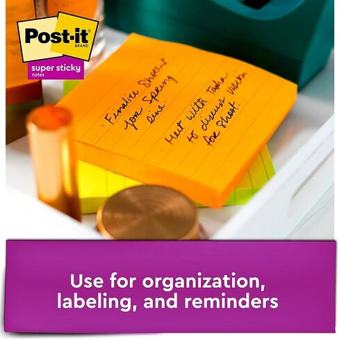Post-it 6756SSUC Super Sticky Notes، مسطر، 90 ش/وسادة، 4 بوصة × 4 بوصة، 6/PK، ريوديجانيرو in Kuwait