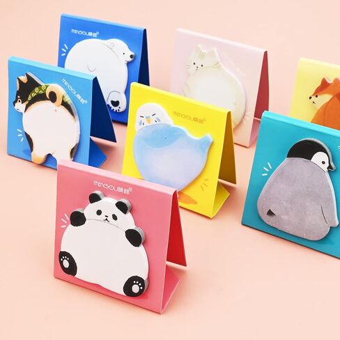 16 Pads Creative Sticky Notes, Cute Animal Note Book Set, Note Paper Tearable Small Book Memo Sticky Notes Book Tabs, Writable and Pasteable Note for School, Office in Kuwait