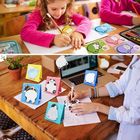 16 Pads Creative Sticky Notes, Cute Animal Note Book Set, Note Paper Tearable Small Book Memo Sticky Notes Book Tabs, Writable and Pasteable Note for School, Office in Kuwait