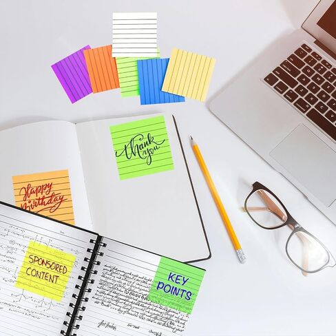800 Sheets Lined Sticky Notes, 3x3 in, 16 Pads Sticky Notes, Bright Post Stickies Multi Colors Square Self Pad Its Meeting Note for Office Homeschool Supplies in Saudi Arabia