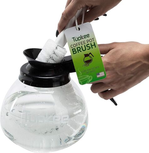 Tupkee Coffee Pot Cleaning Brush – Non Scratching, Long Lasting Bristles, Curved Coffee Decanter Cleaning Brush - Great for Offices and Restaurants in Saudi Arabia