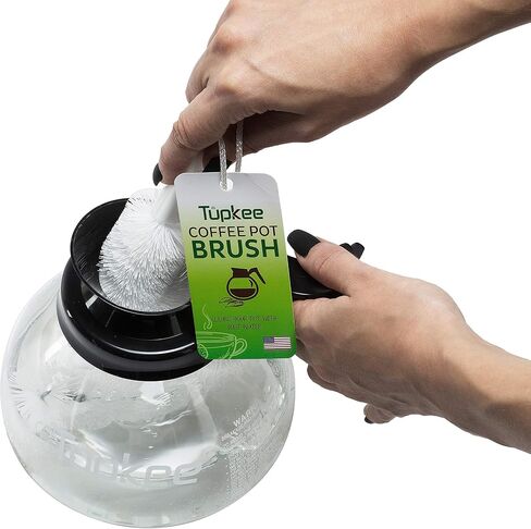 Tupkee Coffee Pot Cleaning Brush – Non Scratching, Long Lasting Bristles, Curved Coffee Decanter Cleaning Brush - Great for Offices and Restaurants in Saudi Arabia