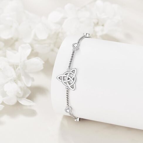 Celtic Bracelet Sterling Silver Religious Witches Knot Link Chain Bracelets Jewelry Gifts for Women Girls in Saudi Arabia