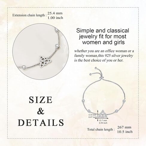Celtic Bracelet Sterling Silver Religious Witches Knot Link Chain Bracelets Jewelry Gifts for Women Girls in Saudi Arabia