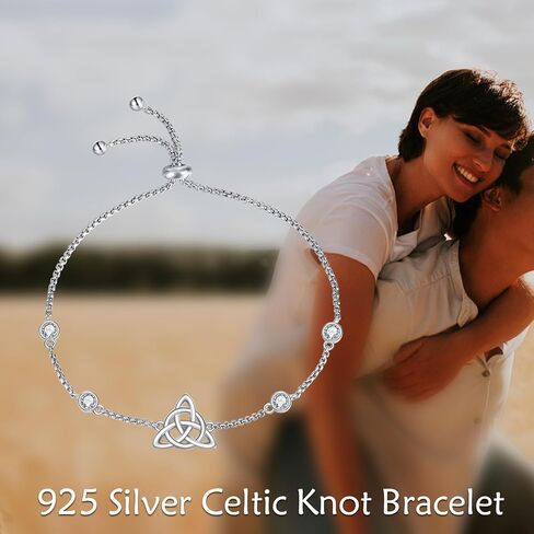 Celtic Bracelet Sterling Silver Religious Witches Knot Link Chain Bracelets Jewelry Gifts for Women Girls in Saudi Arabia