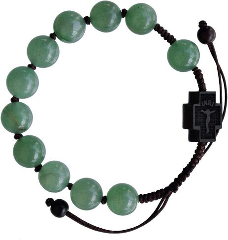 سوار مسبحة من خشب اليشم الأخضر والعناب قابل للتعديل مقاس 10 مم من Sine Cera in Kuwait