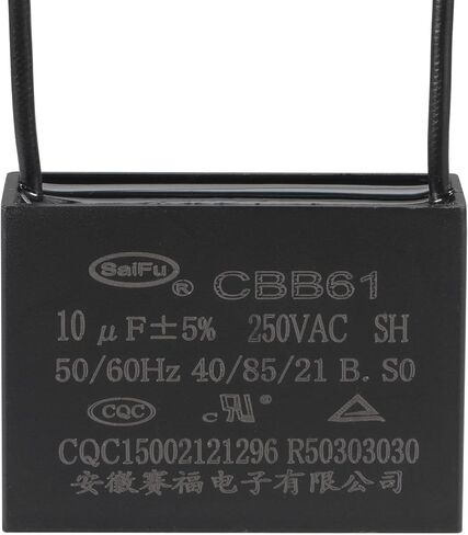 YOKIVE Ceiling Fan Capacitor CBB61, Metallized Polypropylene Film Capacitor Great for Fans Pumps Motors Running (10uF 250V AC 2 Wires 50/60Hz) in Saudi Arabia
