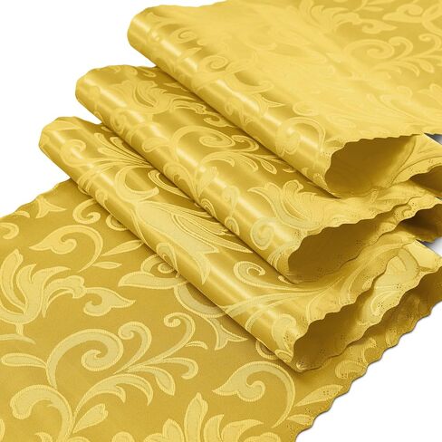 RUDONG M 2 Pack Black Satin Table Runners 12 x 108 Inch, Long Silky Damask Table Runner Decor, Bright Smooth Jacquard Dining Table Runners for Weddings, Banquet, Parties Dinner Decoration in Saudi Arabia