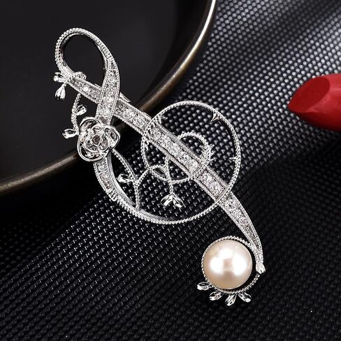 Fashion Brooch for Women Pearl Rhinestones Brooch Pin Elegant Lapel Pin Jewelry Mother's Day Gift for Wife Mom Lover in Saudi Arabia