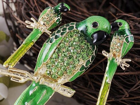 Alilang Painted Crystal Rhinestone Perch Parrot Pin Brooch Earring Set in Saudi Arabia