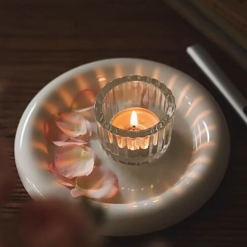 12 قطعة من حوامل شموع الشاي الخفيفة للطاولة المركزية من الزجاج الشفاف حامل شموع نذرية حامل شموع تيلايت لعيد الحب والكريسماس وتزيين الزفاف in Kuwait