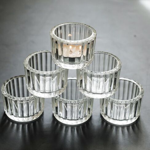 12 قطعة من حوامل شموع الشاي الخفيفة للطاولة المركزية من الزجاج الشفاف حامل شموع نذرية حامل شموع تيلايت لعيد الحب والكريسماس وتزيين الزفاف in Kuwait