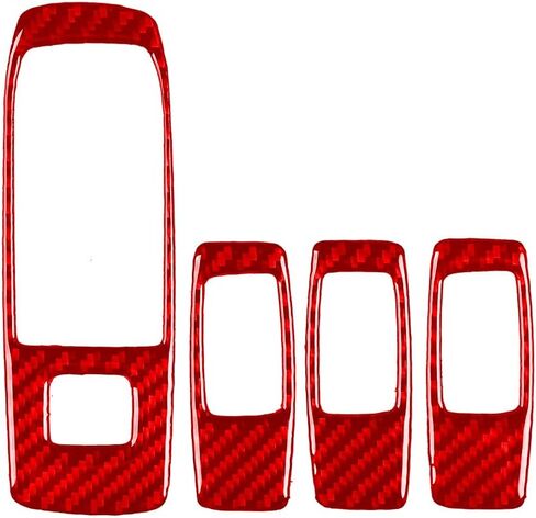 NVCNX Real Premium Carbon Fiber Compatible with Ford Ranger 2019 2020 2021 2022 2023 XLT Lariat XL Car Center Console Cup Holder Cover Trim Interior Accessories Red in Saudi Arabia