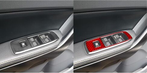 NVCNX Real Premium Carbon Fiber Compatible with Ford Ranger 2019 2020 2021 2022 2023 XLT Lariat XL Car Center Console Cup Holder Cover Trim Interior Accessories Red in Saudi Arabia