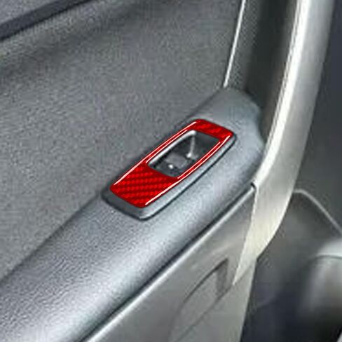 NVCNX Real Premium Carbon Fiber Compatible with Ford Ranger 2019 2020 2021 2022 2023 XLT Lariat XL Car Center Console Cup Holder Cover Trim Interior Accessories Red in Saudi Arabia