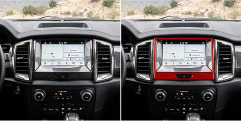 NVCNX Real Premium Carbon Fiber Compatible with Ford Ranger 2019 2020 2021 2022 2023 XLT Lariat XL Car Center Console Cup Holder Cover Trim Interior Accessories Red in Saudi Arabia
