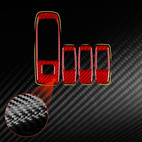 NVCNX Real Premium Carbon Fiber Compatible with Ford Ranger 2019 2020 2021 2022 2023 XLT Lariat XL Car Center Console Cup Holder Cover Trim Interior Accessories Red in Saudi Arabia