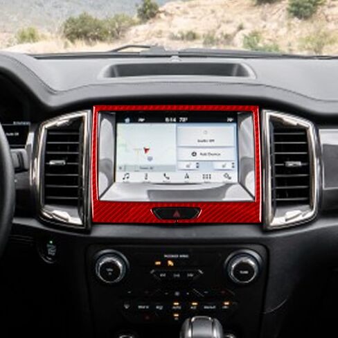 NVCNX Real Premium Carbon Fiber Compatible with Ford Ranger 2019 2020 2021 2022 2023 XLT Lariat XL Car Center Console Cup Holder Cover Trim Interior Accessories Red in Saudi Arabia