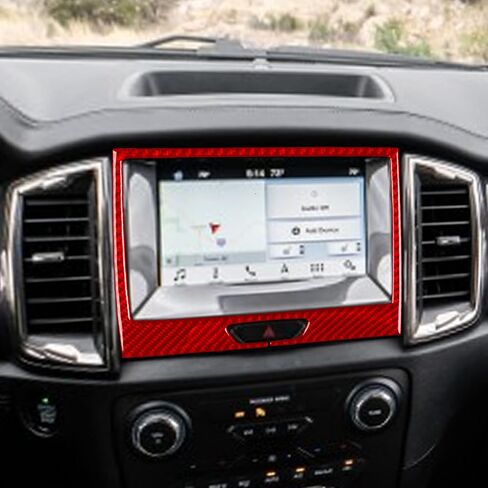 NVCNX Real Premium Carbon Fiber Compatible with Ford Ranger 2019 2020 2021 2022 2023 XLT Lariat XL Car Center Console Cup Holder Cover Trim Interior Accessories Red in Saudi Arabia