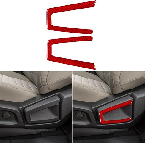 NVCNX Real Premium Carbon Fiber Compatible with Ford Ranger 2019 2020 2021 2022 2023 XLT Lariat XL Car Center Console Cup Holder Cover Trim Interior Accessories Red in Saudi Arabia