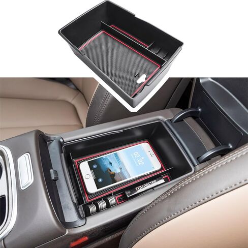 صينية تنظيم وحدة التحكم المركزية EDBETOS متوافقة مع ملحقات Hyundai Santa Fe TM 2021 2022 2023 وSanta Fe SEL 2022 2023 صندوق تخزين مسند الذراع الثانوي الداخلي ABS صينية إدراج، زخرفة سوداء in Kuwait