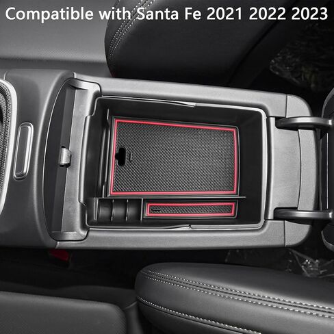 صينية تنظيم وحدة التحكم المركزية EDBETOS متوافقة مع ملحقات Hyundai Santa Fe TM 2021 2022 2023 وSanta Fe SEL 2022 2023 صندوق تخزين مسند الذراع الثانوي الداخلي ABS صينية إدراج، زخرفة سوداء in Kuwait