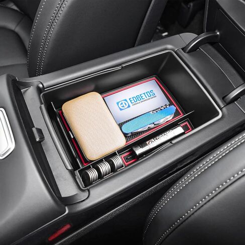 صينية تنظيم وحدة التحكم المركزية EDBETOS متوافقة مع ملحقات Hyundai Santa Fe TM 2021 2022 2023 وSanta Fe SEL 2022 2023 صندوق تخزين مسند الذراع الثانوي الداخلي ABS صينية إدراج، زخرفة سوداء in Kuwait