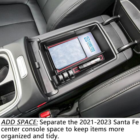 صينية تنظيم وحدة التحكم المركزية EDBETOS متوافقة مع ملحقات Hyundai Santa Fe TM 2021 2022 2023 وSanta Fe SEL 2022 2023 صندوق تخزين مسند الذراع الثانوي الداخلي ABS صينية إدراج، زخرفة سوداء in Kuwait
