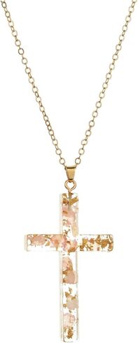 Silver Cross Necklaces for Women-Pressed Flower Cross Pendant Christian Jewelry Necklace Gifts for Women Mother Girls Friends Sister in Saudi Arabia