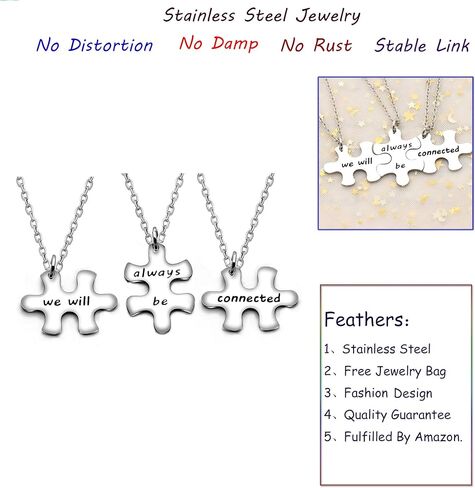 3 قطع من قلادة أفضل صديق، هدايا التخرج، حفلة عيد الميلاد، سنكون دائمًا على اتصال in Kuwait