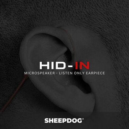 مكبر صوت صغير من Sheepdog HIDIN، سماعة أذن سرية للاستماع فقط، أسود (موصل 3.5 مم، كابل 12 بوصة) in Kuwait