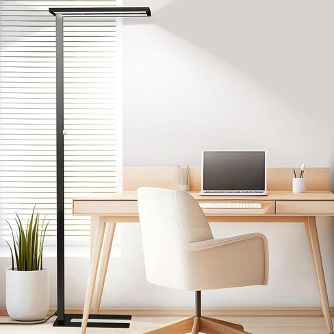 STERREN Eye-Care Led Floor Lamp,76" Tall Office Floor Lamp, 100W Black Modern Free-Standing Lamp,10500LM Bright Reading Lamp for Study Room,Living Room,Meeting Room,4000K in Saudi Arabia