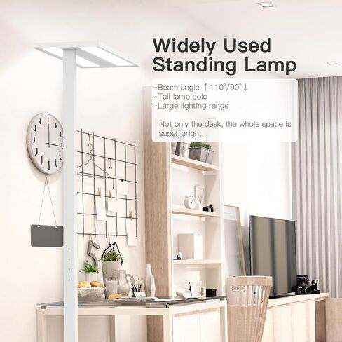 STERREN Eye-Care Led Floor Lamp,76" Tall Office Floor Lamp, 100W Black Modern Free-Standing Lamp,10500LM Bright Reading Lamp for Study Room,Living Room,Meeting Room,4000K in Saudi Arabia