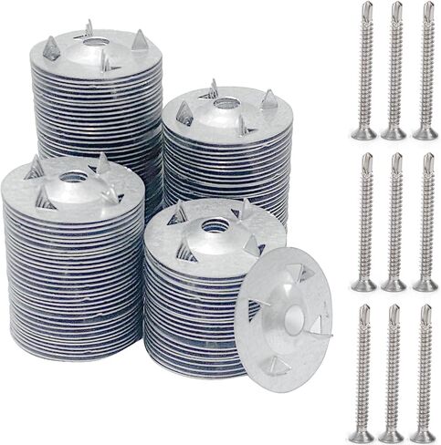 600Pcs Foam Board Fasteners Includes Screws & Washers for Boards, Drywall, Tile Backer - Rust-Resistant Metal Washers & Self-Tapping Screws (300+300) - Secure Mounting for DIY & Construction in Saudi Arabia