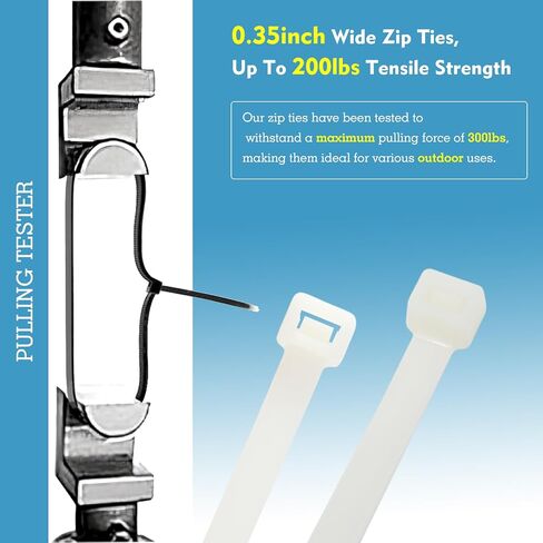 Extra Long Zip Ties Heavy Duty Outdoor, Premium Black 60 inch Large Zip Ties with 200 Pounds Tensile Strength, Ideal for Commercial, Residential, Outdoor Applications, 12 PCS (Black, 60''(Wide-0.35)) in Saudi Arabia