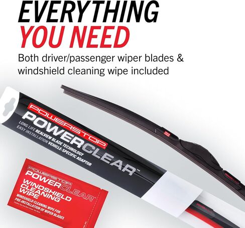 PowerClear by PowerStop – Front 26" + 18" Windshield Wiper Blade Set, J-Hook Type For RDX | Malibu | Accord Civic HR-V | Sonata Optima | Cherokee |ES350 GS350 RX350 | Murano Quest | Camry Highlander in Saudi Arabia