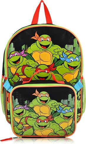 حقيبة ظهر Teenage Mutant Ninja Turtles مع صندوق غداء للأولاد | حقيبة غداء معزولة للأولاد والبنات والأطفال الصغار | حقيبة ظهر Teenage Mutant Ninja Turtles باللون الأخضر للمدرسة وصندوق غداء قابل لإعادة الاستخدام in Kuwait