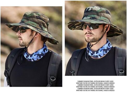 قبعات الشمس للرجال والنساء قبعة بحافة UPF 50+ Boonie قبعة قابلة للطي للأشعة فوق البنفسجية حماية المشي لمسافات طويلة على الشاطئ قبعة سفاري لصيد الأسماك in Kuwait