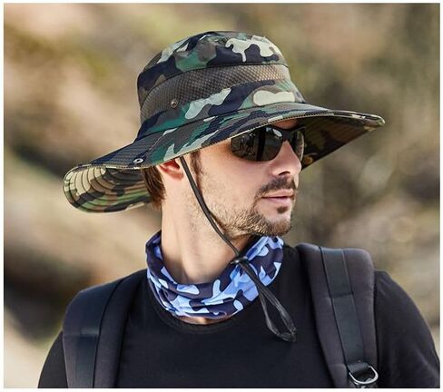 قبعات الشمس للرجال والنساء قبعة بحافة UPF 50+ Boonie قبعة قابلة للطي للأشعة فوق البنفسجية حماية المشي لمسافات طويلة على الشاطئ قبعة سفاري لصيد الأسماك in Kuwait